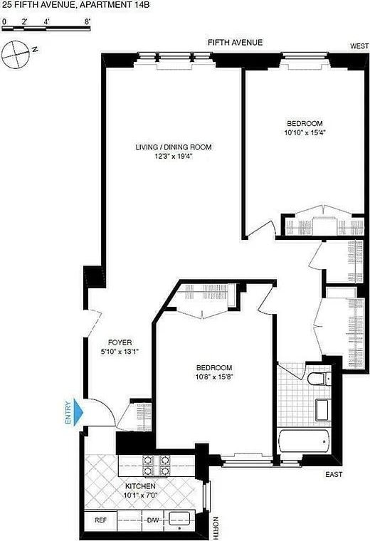25 5th Ave Unit 14B, New York City, NY 10003 - view of room layout