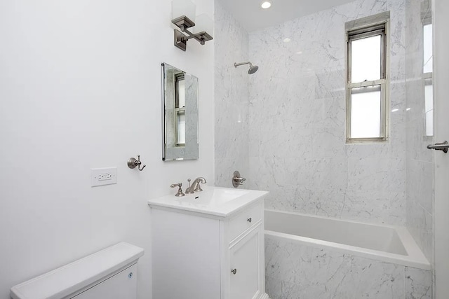 25 5th Ave Unit 14B, New York City, NY 10003 - bathroom featuring vanity and a combined bath / shower with marble appearance