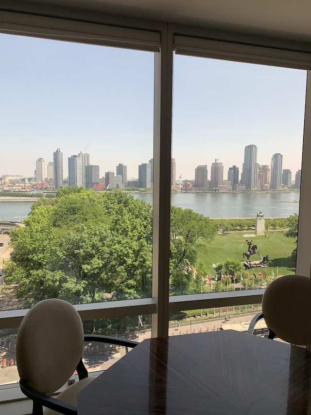 845 United Nations Plz Unit 11-C, New York City, NY 10017 - sunroom / solarium featuring a skyline view and a water view
