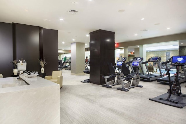 845 United Nations Plz Unit 11-C, New York City, NY 10017 - exercise room featuring recessed lighting