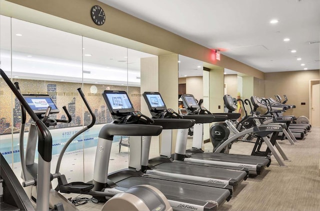 845 United Nations Plz Unit 11-C, New York City, NY 10017 - exercise room with recessed lighting