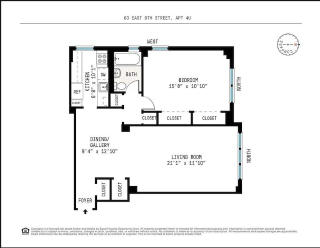 63 E 9th St Unit 4U, New York City, NY 10003 - view of room layout