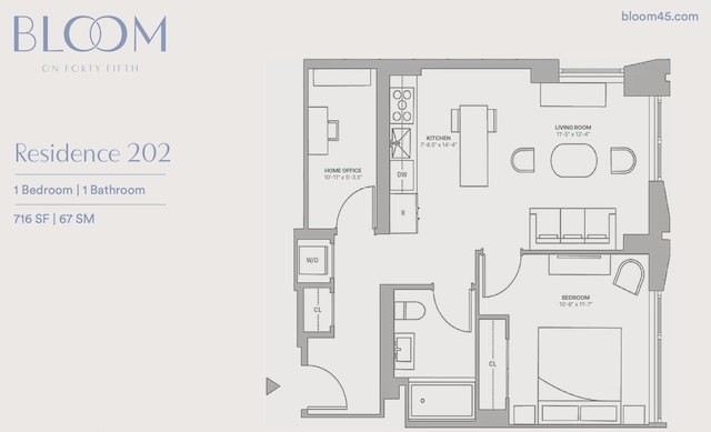500 W 45th St Unit 202, New York City, NY 10036 - view of property floor plan