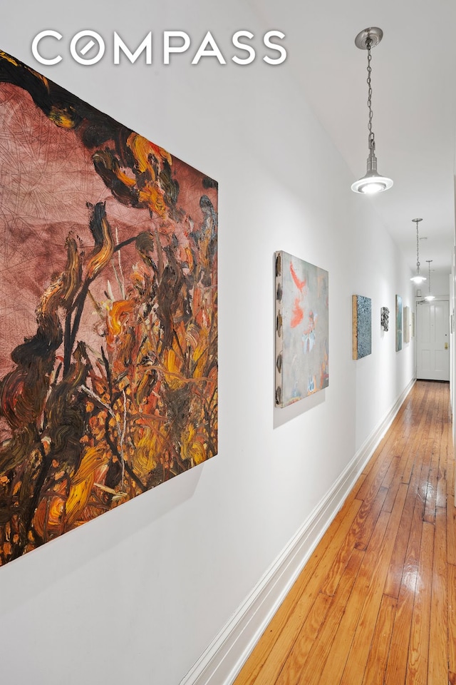 223 W 21st St Unit 1M, New York City, NY 10011 - corridor with hardwood / wood-style flooring and lofted ceiling