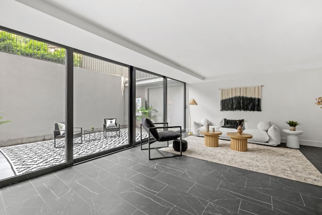 153 Green St Unit 1B, New York City, NY 11222 - living room featuring marble look tiles