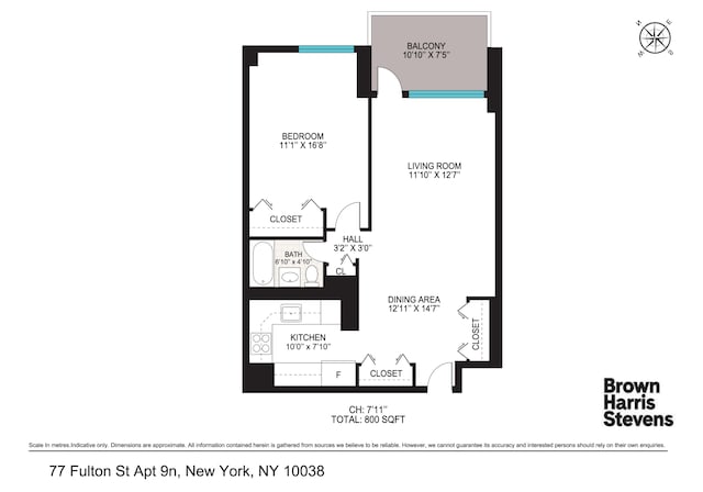 77 Fulton St Unit 9N, New York City, NY 10038 - view of floor plan / room layout