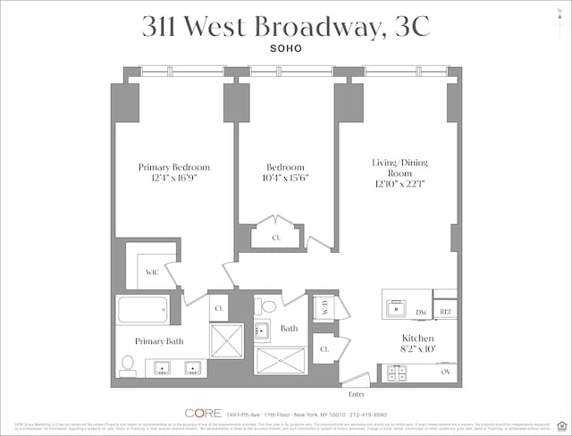 311 W Broadway Unit 3C, New York City, NY 10013 - view of home floor plan