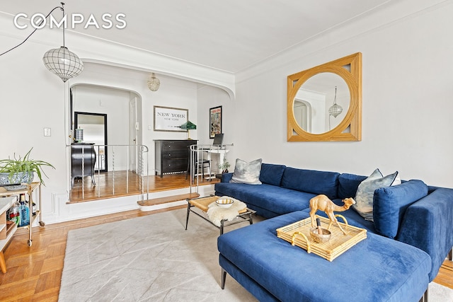 145 Hicks St Unit A55, New York City, NY 11201 - living area with arched walkways