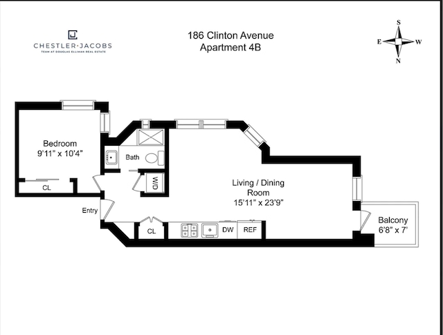 186 Clinton St Unit 4B, New York City, NY 11201 - view of floor plan / room layout