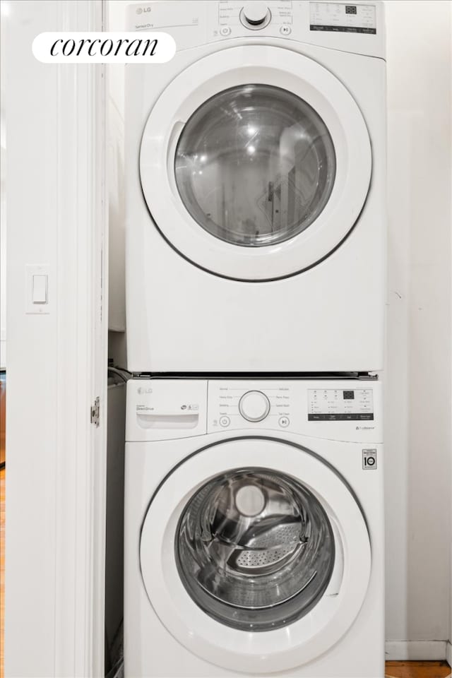 458 W 146th St Unit 2S, New York City, NY 10031 - laundry area with estacked washer and dryer