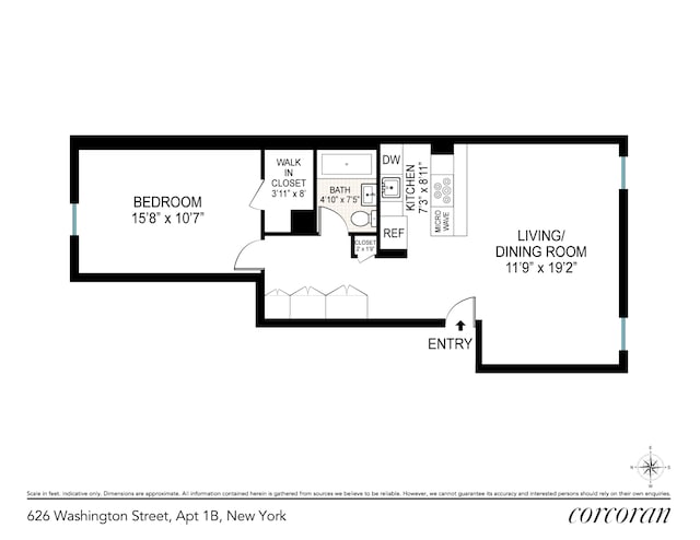 626 Washington St Unit 1B, New York City, NY 10014 - view of room layout