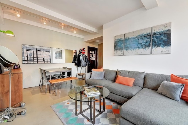 10 Park Ave Unit 26-S, New York City, NY 10016 - living area with track lighting and beam ceiling