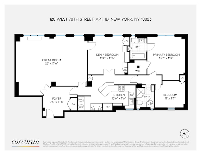 120 W 70th St Unit 1D, New York City, NY 10023 - view of room layout