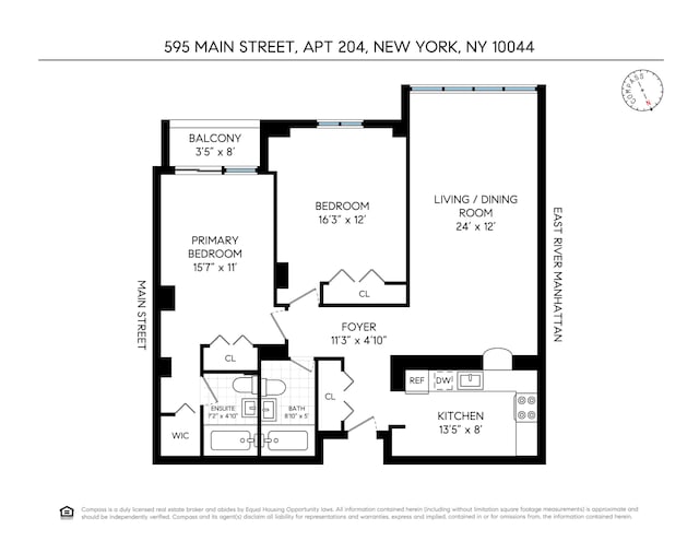 595 Main St Unit 204, New York City, NY 10044 - view of room layout