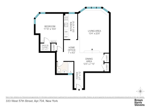 333 W 57th St Unit 704, New York City, NY 10019 - view of property floor plan