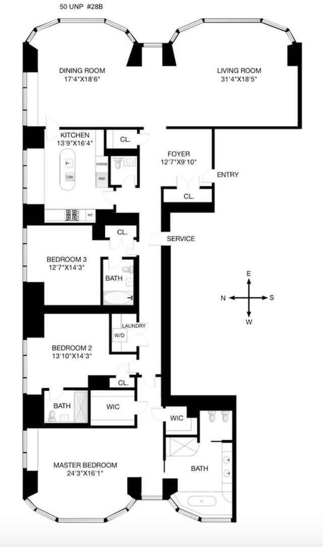 50 United Nations Plz Unit 28B, New York City, NY 10017 - view of room layout