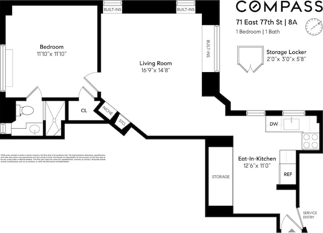 71 E 77th St Unit 8A, New York City, NY 10075 - view of room layout