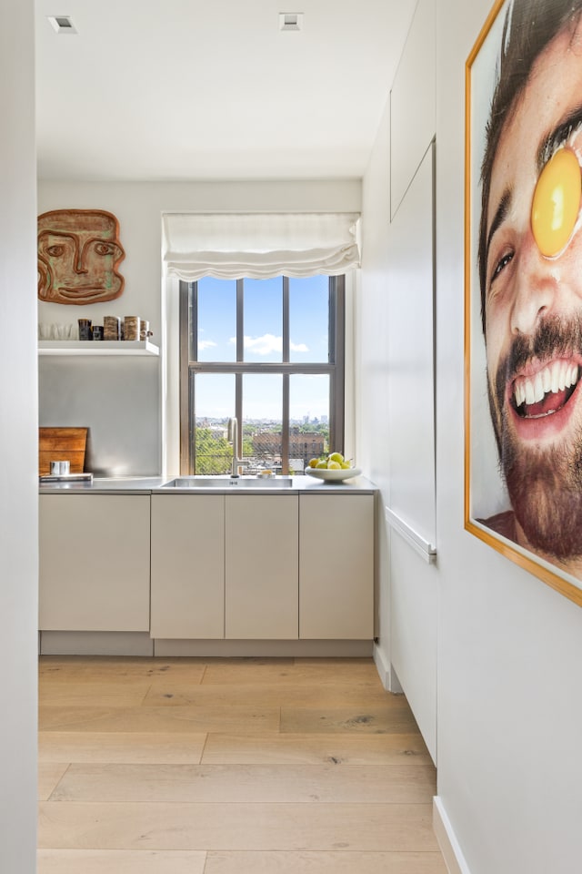 150 Joralemon St Unit 7G, New York City, NY 11201 - hall featuring a sink and light wood finished floors