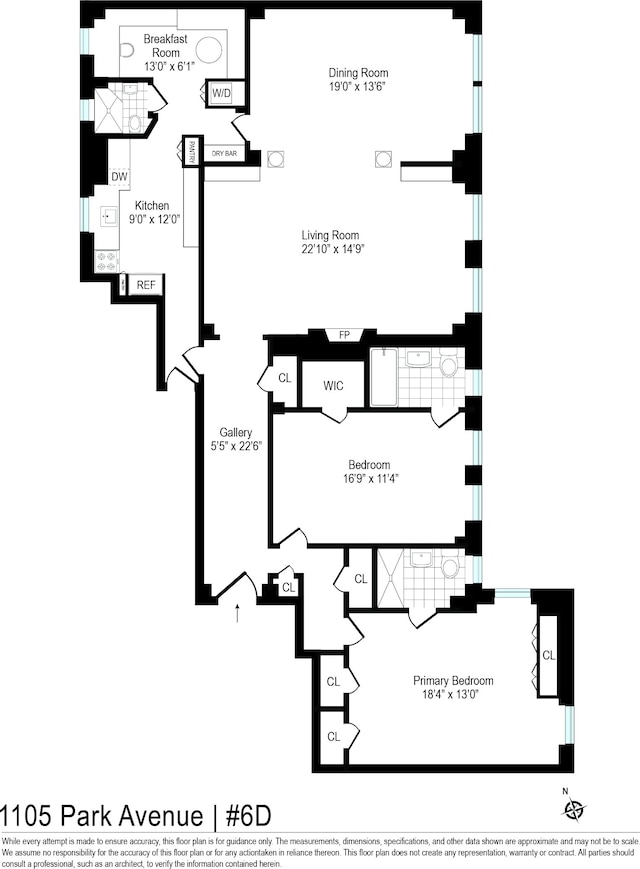 1105 Park Ave Unit 6D, New York City, NY 10128 - view of home floor plan