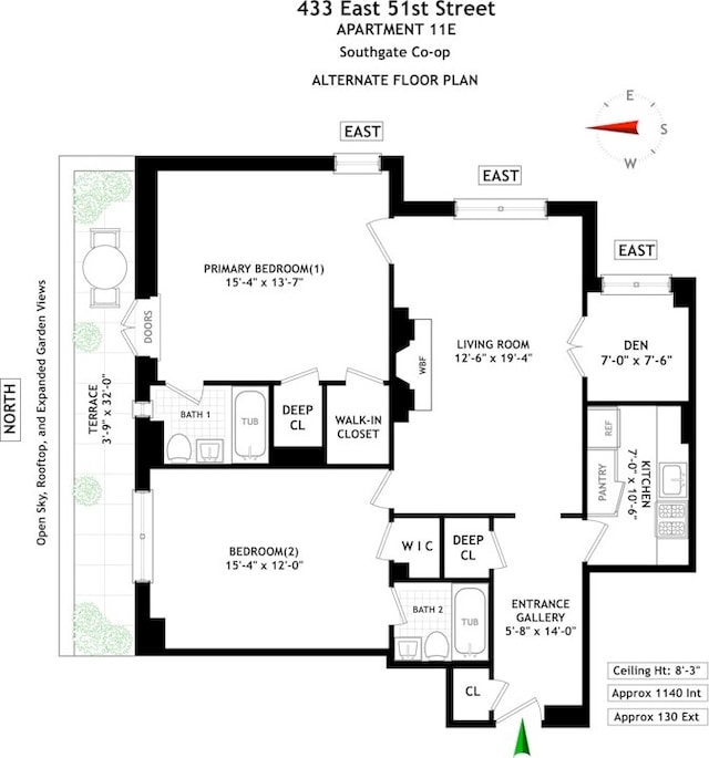 433 E 51st St Unit 11E, New York City, NY 10022 - view of floor plan / room layout