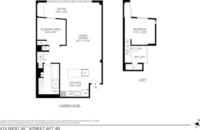 415 W 55th St Unit 4D, New York City, NY 10019 - view of floor plan / room layout