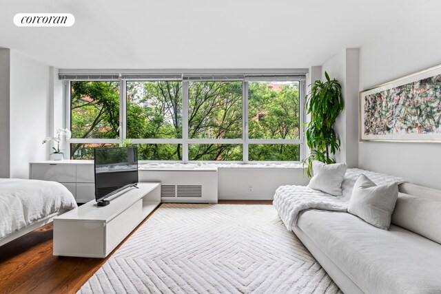 200 E 94th St Unit 405, New York City, NY 10128 - bedroom with wood finished floors and radiator heating unit
