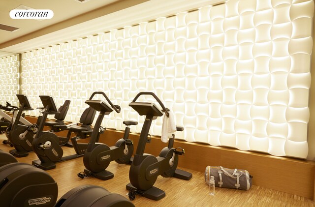 200 E 94th St Unit 405, New York City, NY 10128 - exercise room with wood finished floors