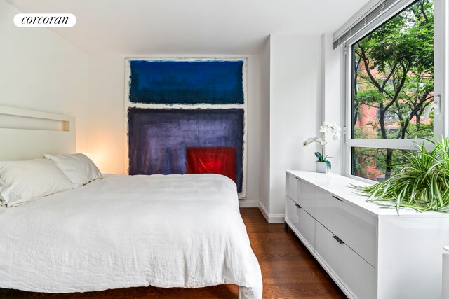 200 E 94th St Unit 405, New York City, NY 10128 - bedroom featuring dark wood-type flooring and baseboards