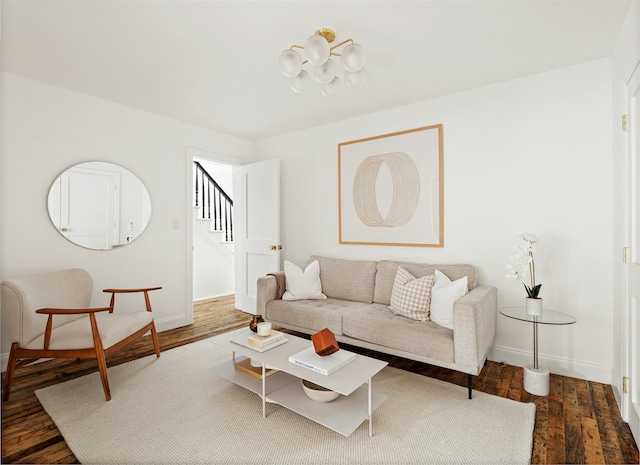211 Powers St, New York City, NY 11211 - living room with stairway and wood finished floors