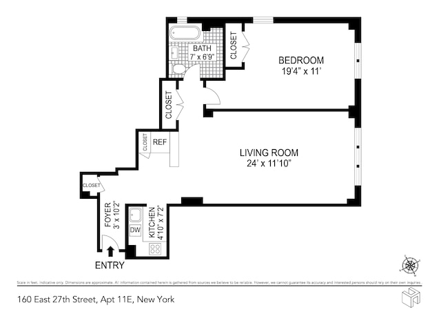 160 E 27th St Unit 11E, New York City, NY 10016 - view of home floor plan