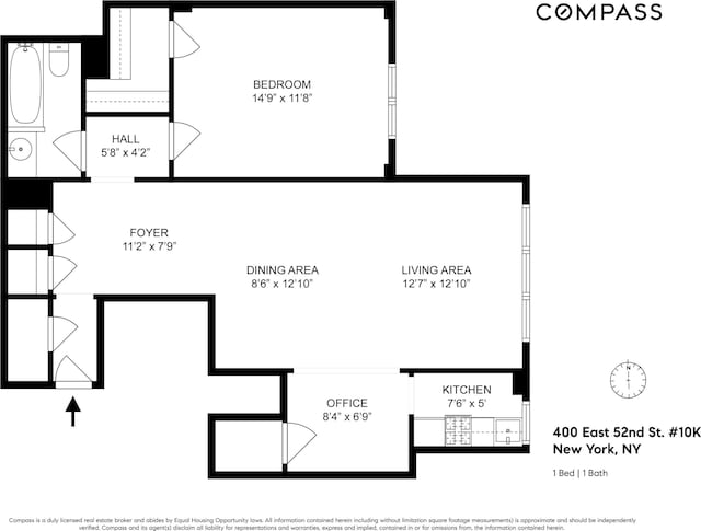 400 E 52nd St Unit 10K, New York City, NY 10022 - view of room layout
