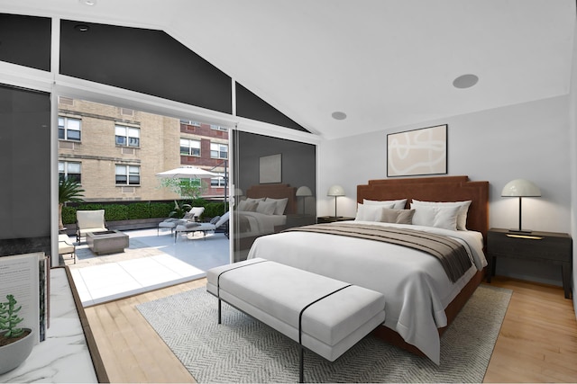 242 E 7th St Ph, Ph, New York City, NY 10009 - bedroom with wood finished floors and high vaulted ceiling