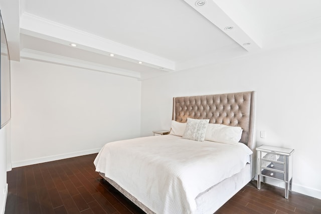 229 E 79th St Unit 7-B, New York City, NY 10075 - bedroom featuring wood finished floors, ornamental molding, beam ceiling, and recessed lighting