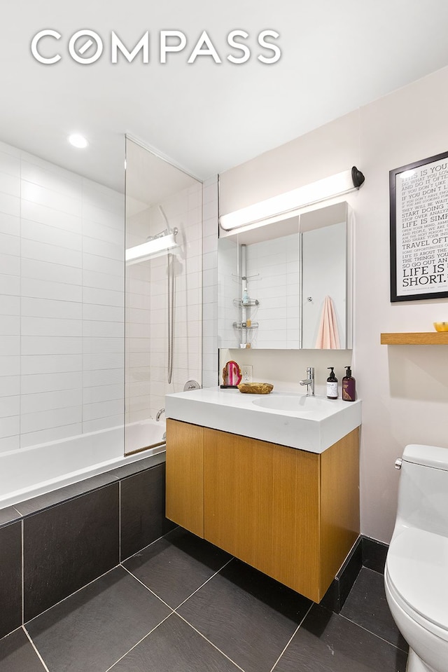 88 Morningside Ave Unit 8E, New York City, NY 10027 - bathroom featuring tile patterned floors, tiled shower / bath combo, and vanity