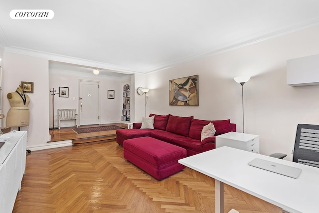 50 Park Ter W Unit 1B, New York City, NY 10034 - living area with crown molding and baseboards