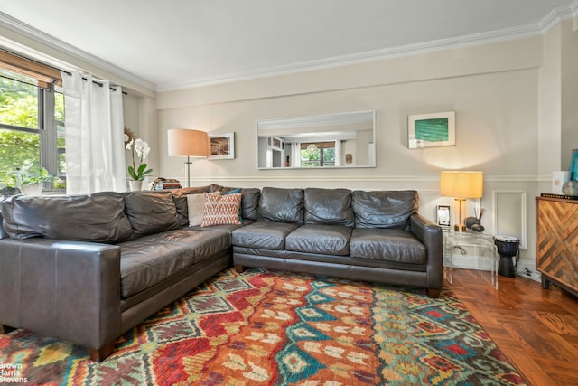 3103 Fairfield Ave Unit 4A, New York City, NY 10463 - living room featuring healthy amount of natural light, ornamental molding, and a wainscoted wall
