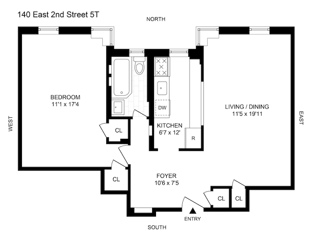 140 E 2nd St Unit 5T, New York City, NY 11218 - view of floor plan / room layout