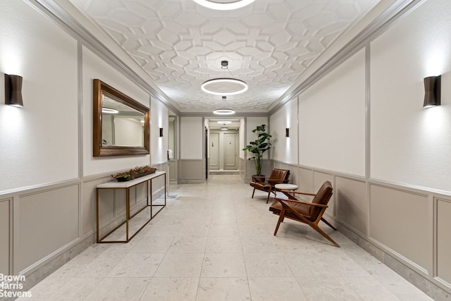 59 W 71st St Unit 4A, New York City, NY 10023 - hall featuring a decorative wall, an ornate ceiling, and ornamental molding