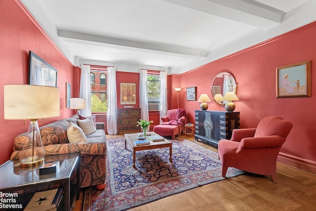 59 W 71st St Unit 4A, New York City, NY 10023 - living room with beam ceiling