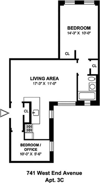 741 W End Ave Unit 3C, New York City, NY 10025 - view of floor plan / room layout