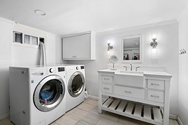 100-15 Ascan Ave, New York City, NY 11375 - laundry area featuring washer and dryer and crown molding