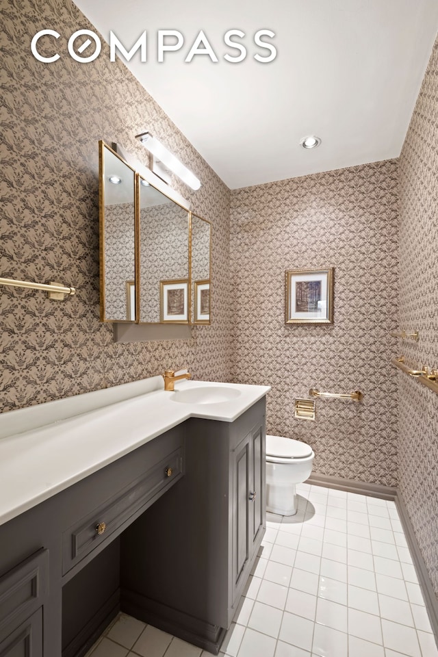 650 Park Ave Unit 18C, New York City, NY 10065 - half bathroom featuring tile patterned flooring and vanity