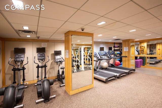 650 Park Ave Unit 18C, New York City, NY 10065 - workout area with a paneled ceiling