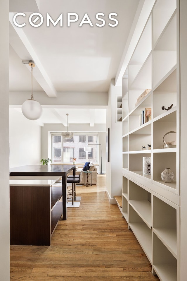 21 E 22nd St Unit 7F, New York City, NY 10010 - hall with beamed ceiling and wood finished floors