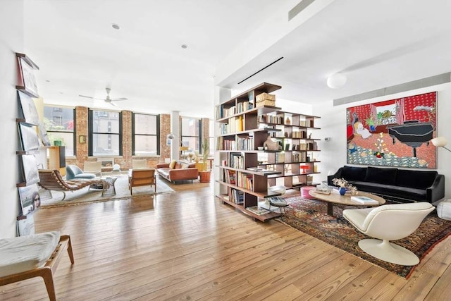 525 W 22nd St Unit 3Af, New York City, NY 10011 - sitting room featuring hardwood / wood-style floors and a ceiling fan
