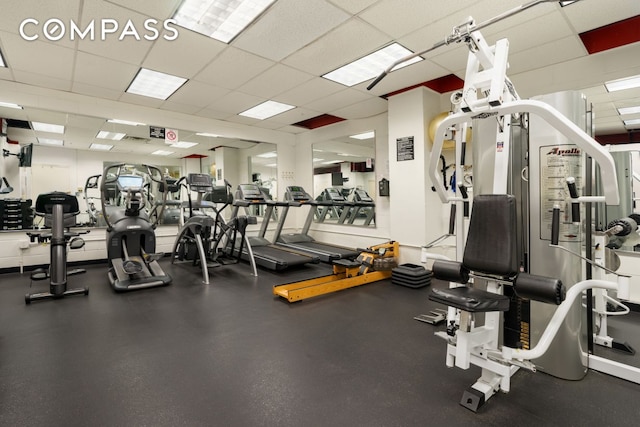 201 E 17th St Unit 31E, New York City, NY 10003 - exercise room featuring a drop ceiling