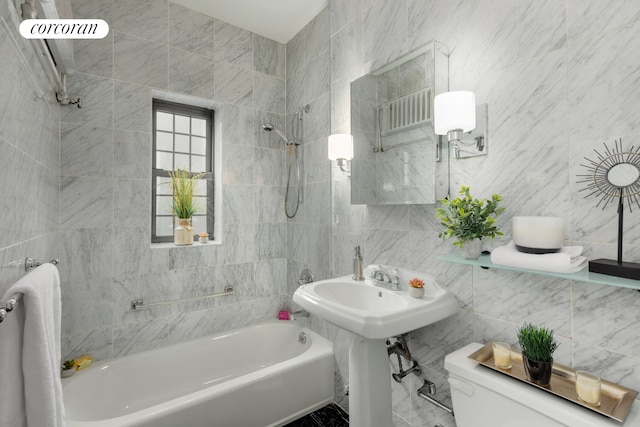 6 Burns St Unit 220, New York City, NY 11375 - full bath featuring tile walls and bathtub / shower combination