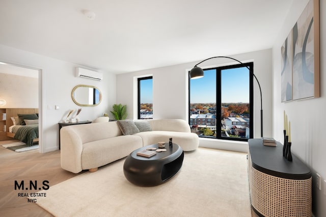 22-54 46th St Unit 803, New York City, NY 11105 - living room with a wall mounted air conditioner