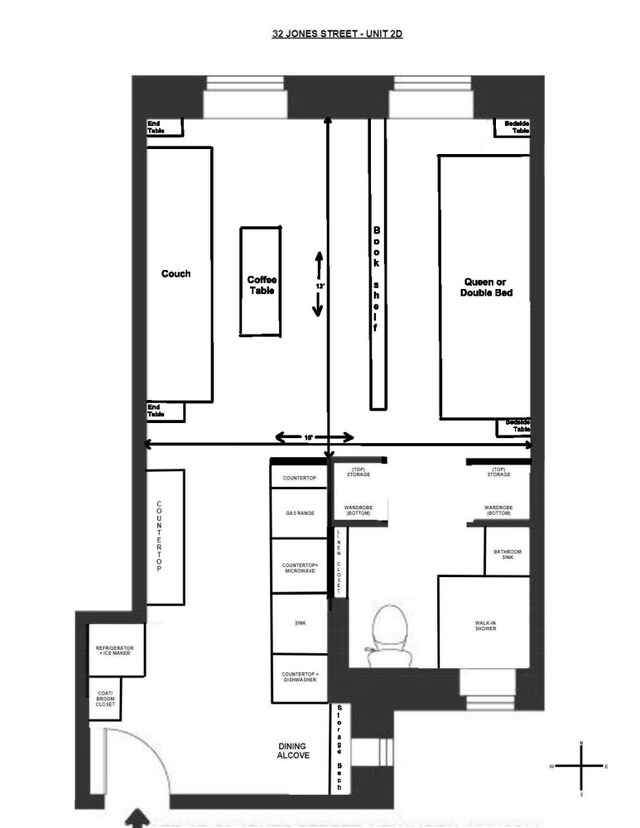 32 Jones St Unit 2D, New York City, NY 10014 - view of floor plan / room layout