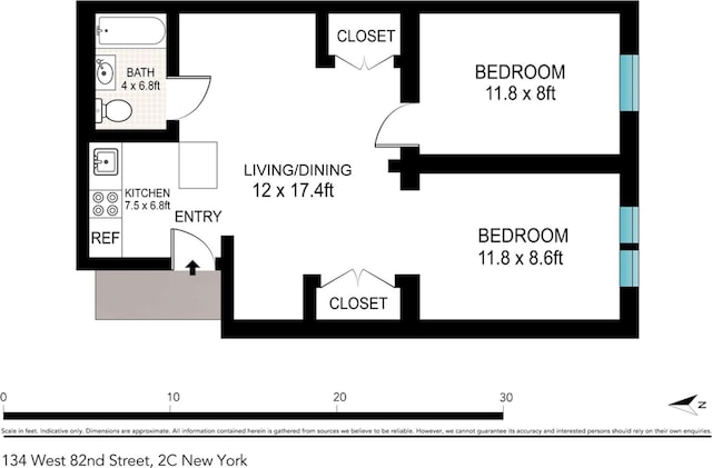 134 W 82nd St Unit 2C, New York City, NY 10024 - view of home floor plan